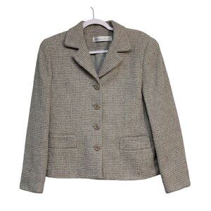 Valerie Stevens Blazer Jacket Coat Size 4 Wool Tweed Preppy Business Casual